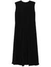 The Row Flowing Silk Crepe Dress With Round Neckline In Black
