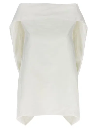 The Row Draped Sleeveless Asymmetric Lightweight Top In White