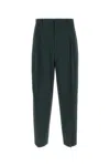 The Row Pantalone Silas Dalla Gamba Ampia Verde Bottiglia In Lana E Viscosa  Uomo In Green