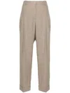 The Row Tor High-waist Tailored Trousers In Tim Taupe Ivory Melange