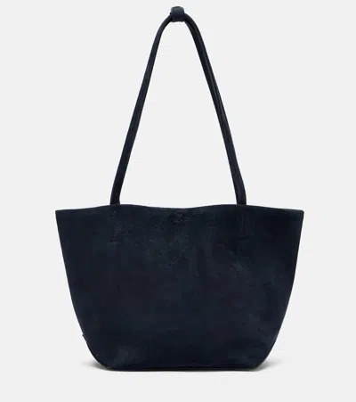 The Row Park Edge Medium Suede Tote Bag In Blue