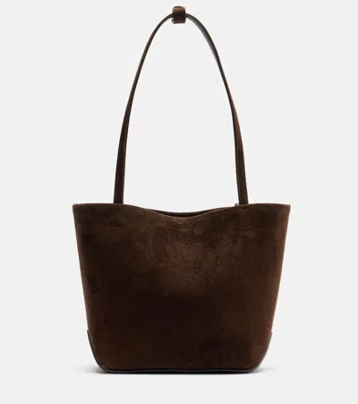 The Row Park Edge Medium Suede Tote Bag In Brown