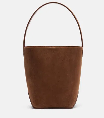 The Row Park Edge N/s Small Suede Tote Bag In Brown