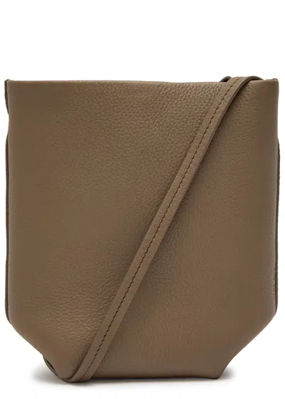 The Row Park Grained Leather Cross-body Bag In Brown