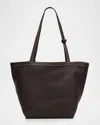 The Row Park Grained Leather Tote Bag With Wristlet In Brown