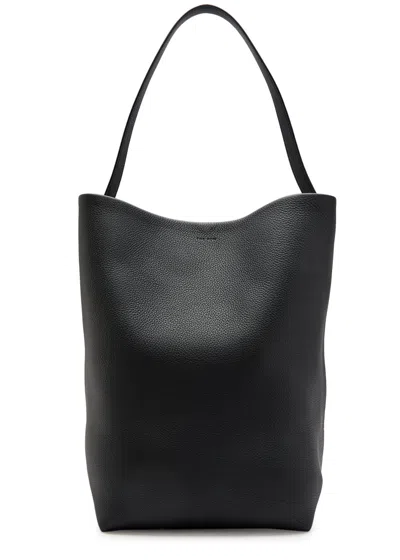 The Row Park Large Grained Leather Tote In Black