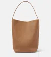 The Row Park Large Leather Tote Bag In Beige