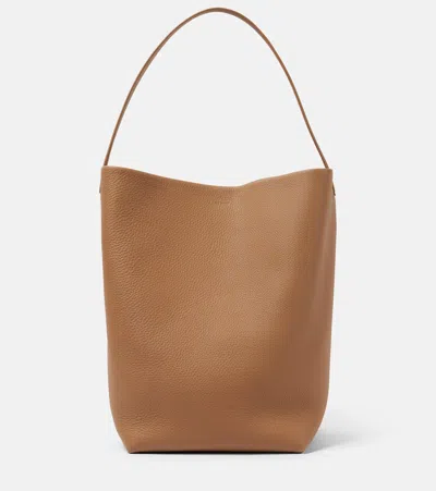 The Row Park Large Leather Tote Bag In Beige