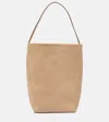 The Row Park Large Leather Shoulder Bag In Beige