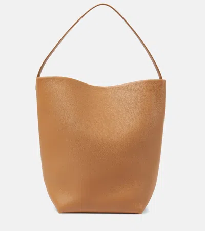 The Row Park Large Leather Tote Bag In Beige