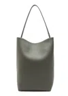 The Row Park Large Leather Tote In Grey
