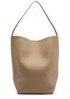 The Row Park Large Leather Tote In Taupe