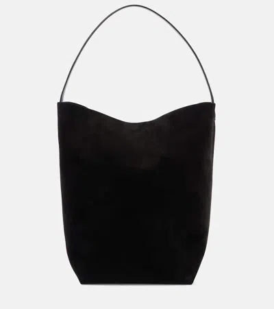 The Row Park Large Suede Tote Bag In Black