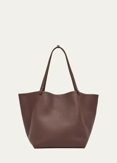 The Row Park Leather Shopper Tote Bag In Acajou Pld