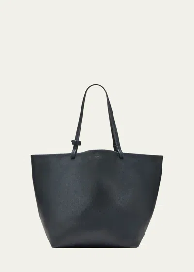 The Row Park Leather Shopper Tote Bag In Virginia Blue