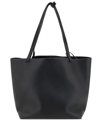 The Row Park Leather Tote Bag In Black