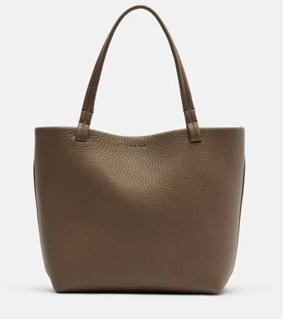 The Row Park Leather Tote Bag In Gray