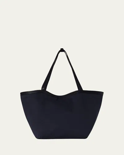 The Row Park Leather-trim Tote Bag In Cotton Twill In Black