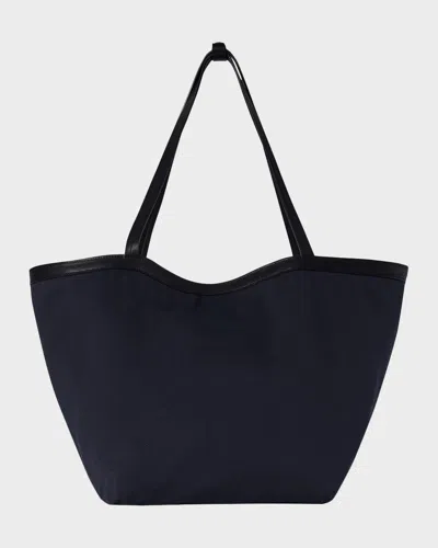 The Row Park Leather-trim Tote Bag In Cotton Twill In Black