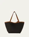 The Row Park Leather-trim Tote Bag In Cotton Twill In Brown