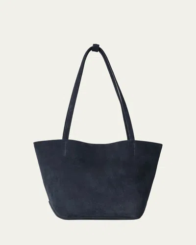 The Row Park Medium East-west Tote Bag In Suede In Blue