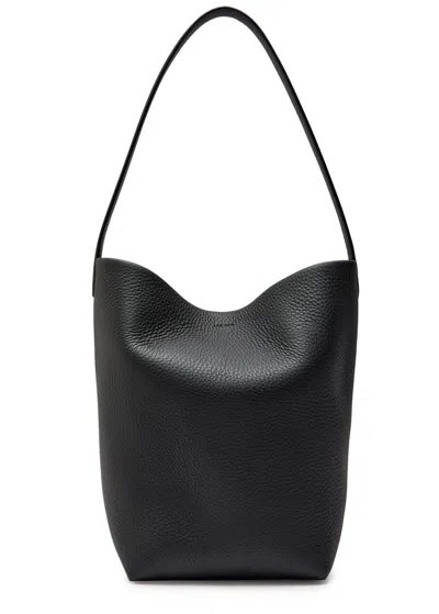 The Row Park Medium Grained Leather Tote In Black