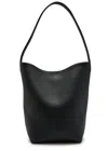 The Row Park Medium Grained Leather Tote In Black