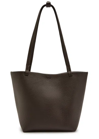 The Row Park Medium Grained Leather Tote In Brown