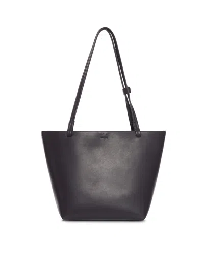 The Row Park Medium Leather Tote Bag In Black
