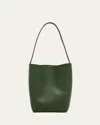 The Row Park Medium North-south Tote Bag In Saddle Leather In Moss