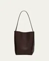 The Row Park Medium North-south Tote Bag In Saddle Leather In Brown