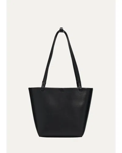 The Row Park Medium Tote Bag In Leather In Black