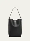 The Row Park North-south Tote Bag In Leather In Blk Black