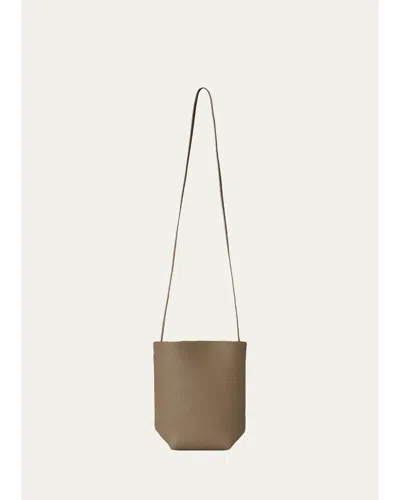 The Row Park North-south Crossbody Tote Bag In Leather In Smoked Taupe