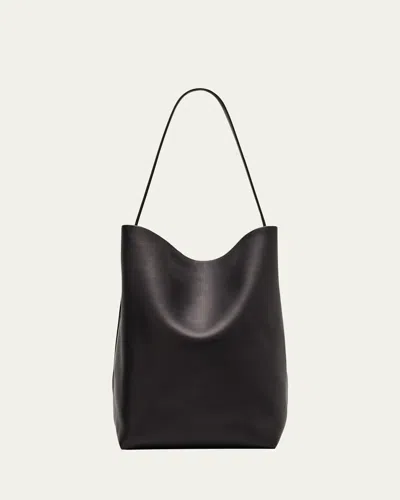 The Row Park North-south Tote Bag In Leather In Black