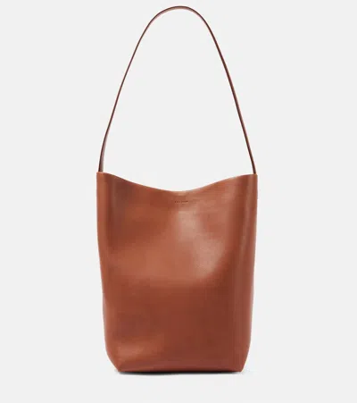 The Row Park N/s Medium Leather Tote Bag In Brown