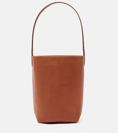 The Row Park N/s Small Leather Tote Bag In Brown