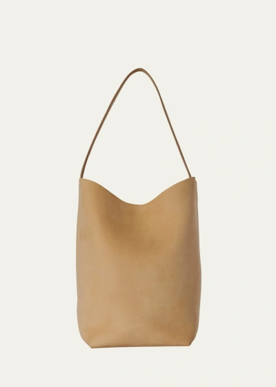 The Row Park Small North-south Tote Bag In Nubuck Leather In Croissant