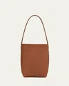 The Row Small N/s Park Saddle Shiny Leather Bag In Dcu Dark Cuir