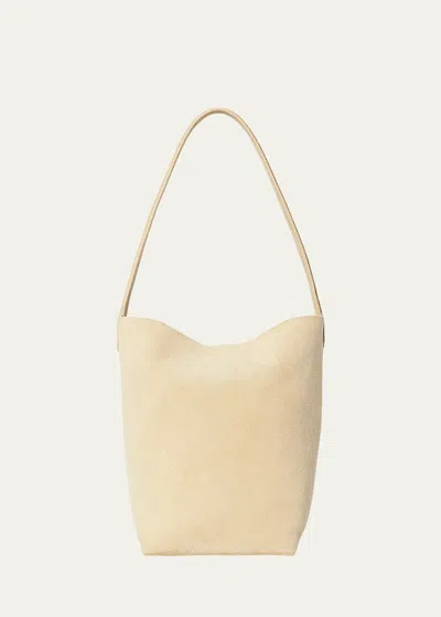 The Row Park Small North-south Tote Bag In Suede In Blk Black