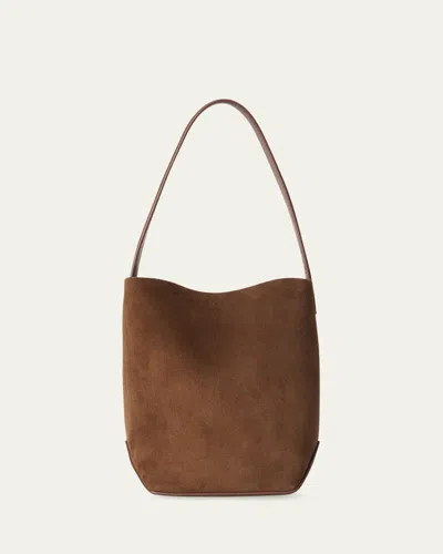 The Row Park Small North-south Tote Bag In Suede