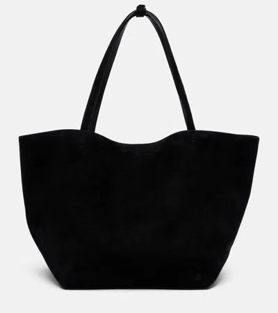 The Row Park Three Edge Suede Tote Bag In Black
