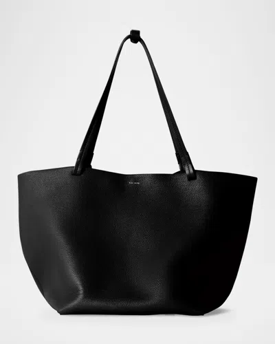 The Row Park Tote Three In Lux Grained Calfskin In Black