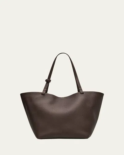 The Row Park Tote Three In Lux Grained Calfskin In Deep Brown