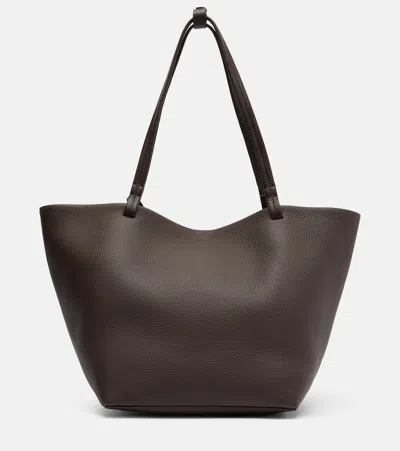 The Row Park Tote Three Leather Shopper In Brown