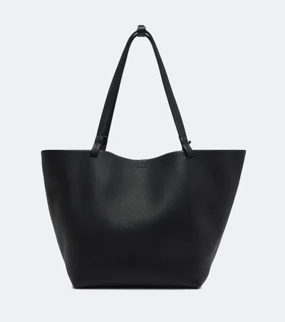 The Row Park Tote Three Leather Shopper In Schwarz