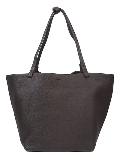 The Row Park Tote Three Leather Tote Bag In Brown