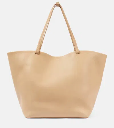 The Row Park Xl Leather Tote Bag In Beige