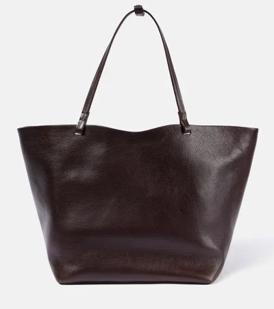 The Row Park Xl Leather Tote Bag In Brown