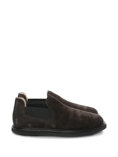 The Row Parker Suede Slip-on Shoes In Brown